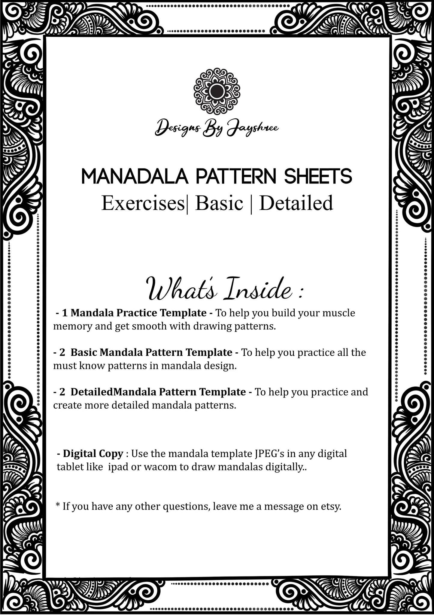 Mandala Pattern Sheet - 3 Difficulty Levels | Set of 5 Pages