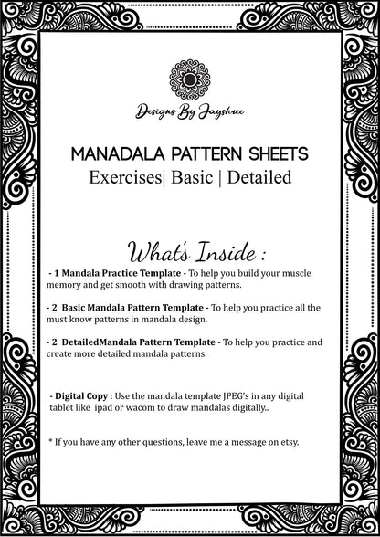 Mandala Pattern Sheet - 3 Difficulty Levels | Set of 5 Pages