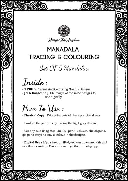 Mandala Colouring & Tracing - Set of 5