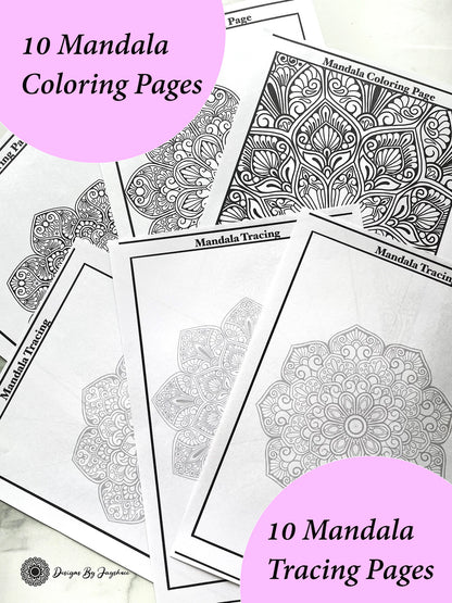 Mandala Colouring & Tracing - Set Of 10 each (20 Pages)