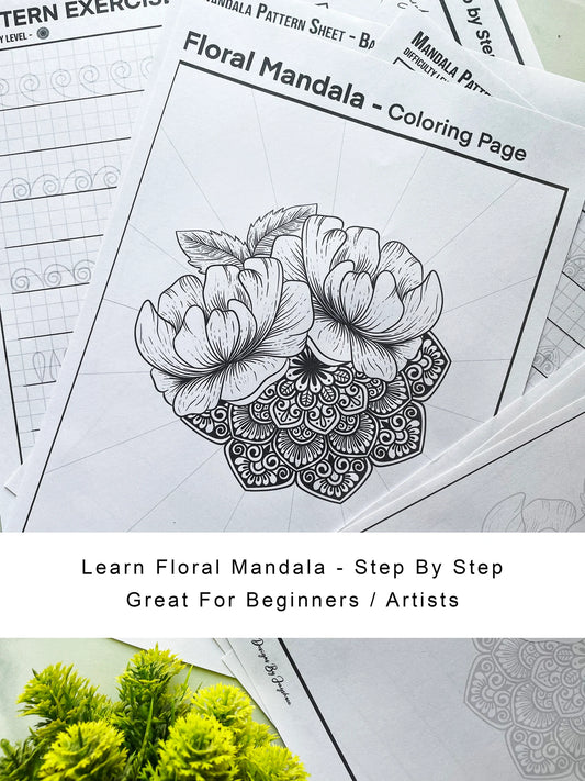 Set Of 10 - Floral Mandala Pattern Sheets