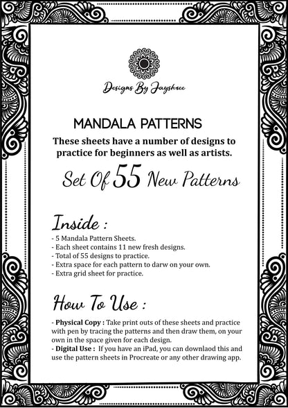 Basic Mandala Pattern Sheets - 55 Patterns