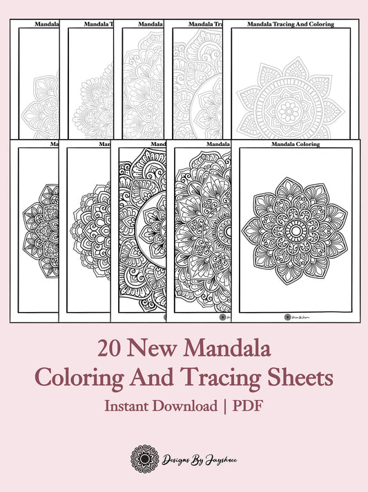 Mandala Colouring And Tracing Sheets - Set of 20