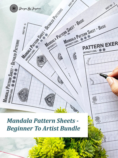 Mandala Pattern Sheet - 3 Difficulty Levels | Set of 5 Pages