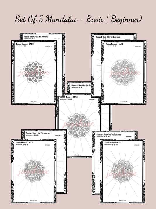 Mandala Colouring & Tracing - Basic - Set Of 5